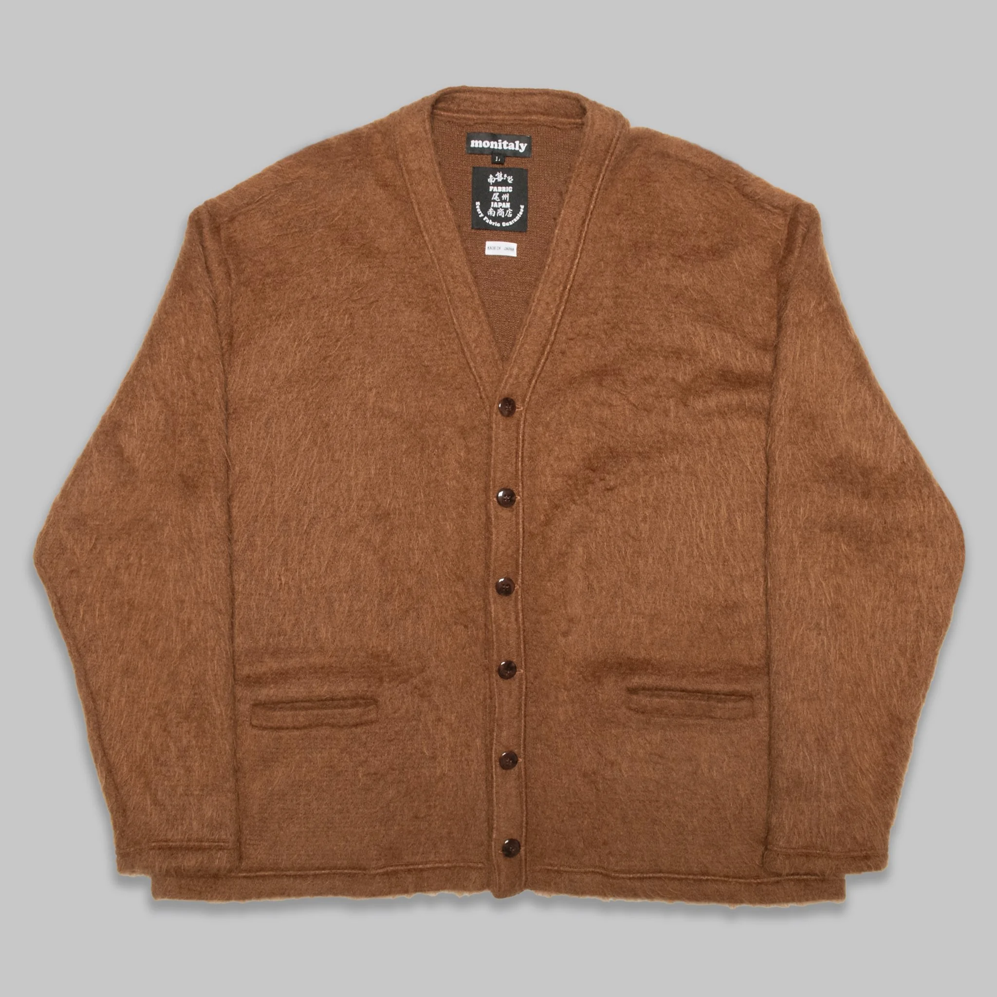 トップス MONITALY Shaggy V Cardigan Multi XL Shaggy V Cardigan (Made in Japan) - Solid Camel — MONITALY